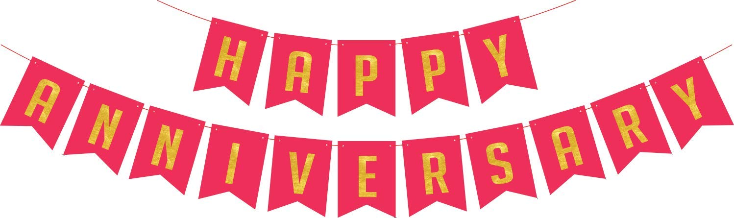 Svm Craft Happy Anniversary Banner Red Gold Amazon In Home