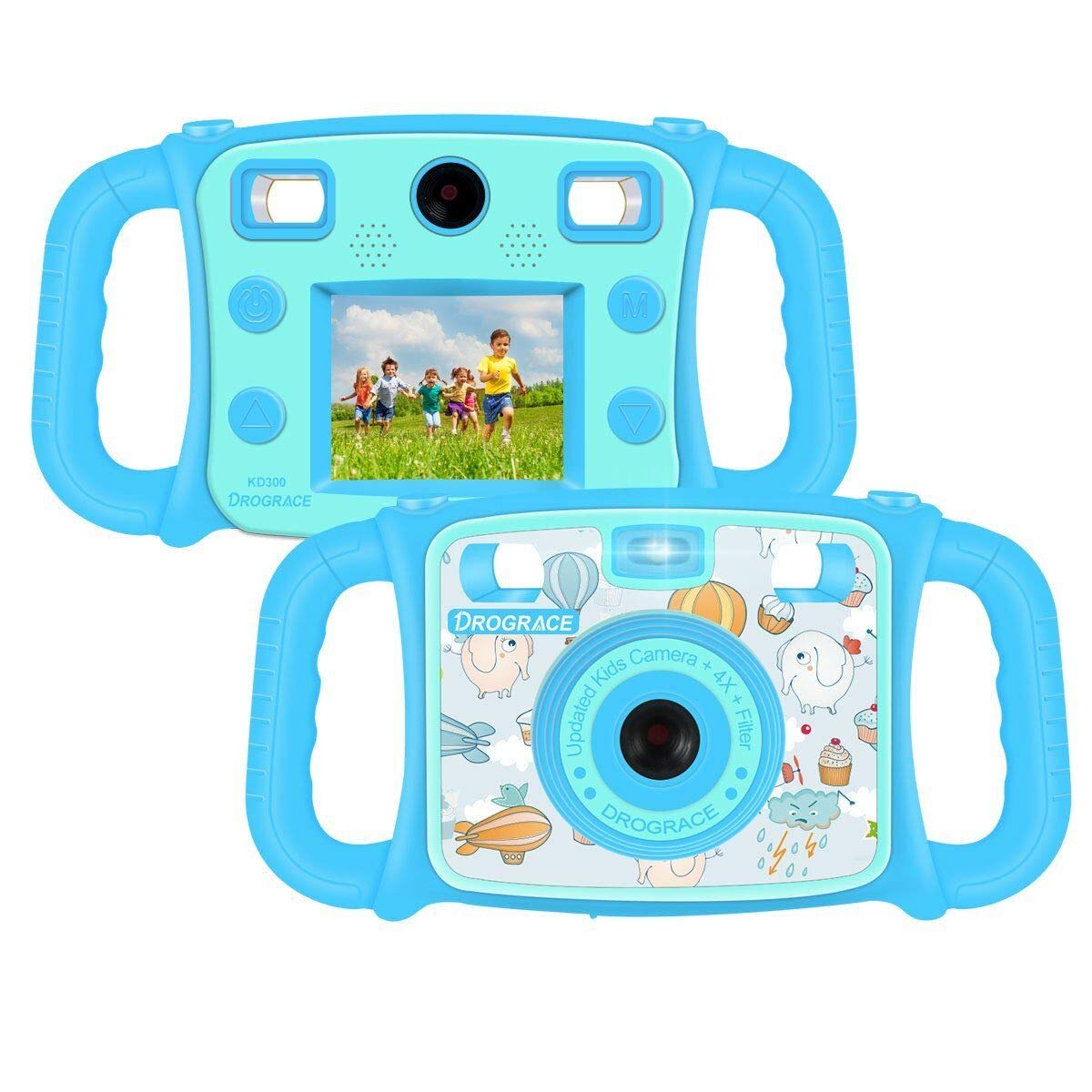 DROGRACE Kids Camera 1080P HD Kids Digital Video Camera Selfie Camera Sports Cam for Boys Birthday Holiday Gift Children Camera with 2 inch LCD Screen – Blue
