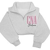 Chillever Personalized Embroidered CNA Quarter Zip Sweatshirt, Custom Certified Nursing Assistant Sweatshirt, CNA Shirt, CNA Gifts, Nurses Week, Graduation Gifts 2025, Nursing Clothing Apparel