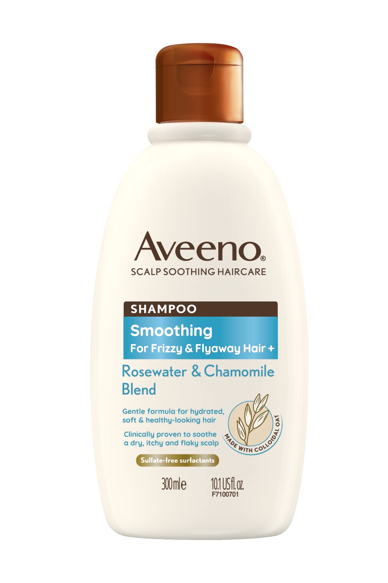 Aveeno Scalp Soothing Haircare Smoothing Shampoo, Rosewater & Chamomile Blend, Colloidal Oat Extract, Frizzy & Flyaway Hair, Soothes Dry, Itchy & Flaky Scalp, Clinically Proven, Sulfate Free, 300ml — image 1