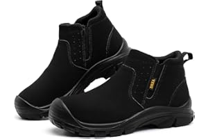 DRKA Men's Steel Toe Chelsea Boots - EH Waterproof Work Shoes for Construction, Industrial, Slip Resistant