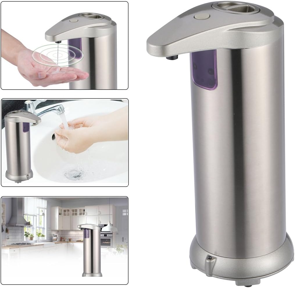 Automatic soap dispenser, Ymstarco stainless steel Countertop Touchless Sensor Soap with Waterproof Base, Handfree Auto-soap for Kitchen and Bathroom