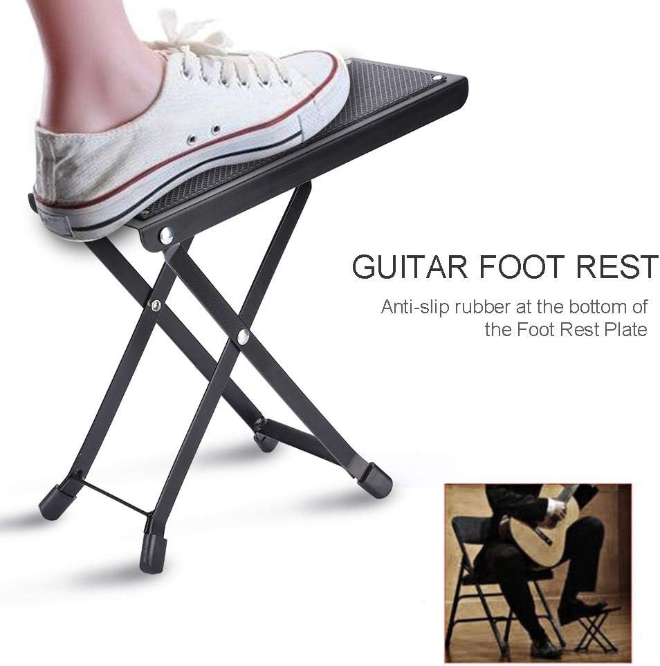 Adjustable Guitar Footstool, 4Positions Antislip Foldable Metal