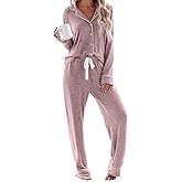 Aamikast Women's Pajama Sets Long Sleeve Button Down Sleepwear Nightwear Soft Pjs Lounge Sets
