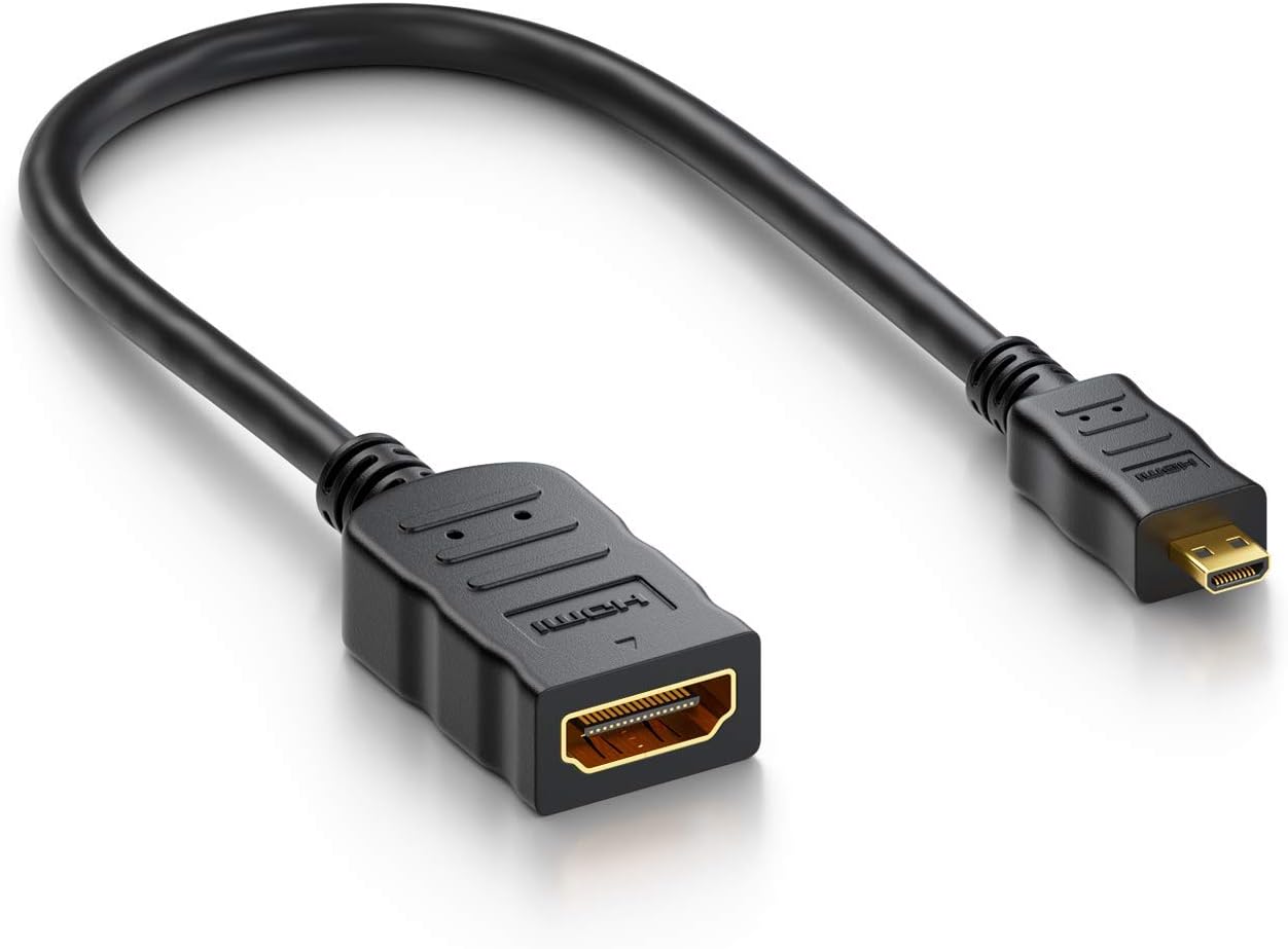 deleyCON Micro HDMI Adapter Cable Portsaver Micro HDMI Connector on HDMI Jack - Audio Video Transmission 4K UHD 2160p FULL HD 1080p