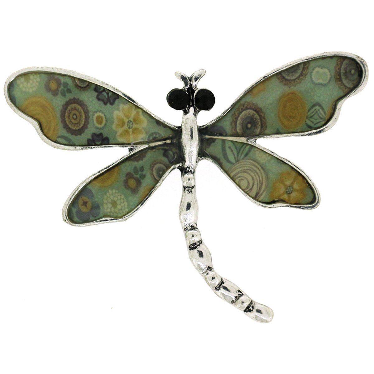 PYNK JEWELLERY Brooches Store Vintage Pastel Green Enamel Floral Dragonfly Brooch Pin