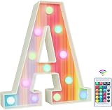 Vimlits Rainbow Light Up Letters LED Alphabet Sign 16 Colors Remote Wall Table