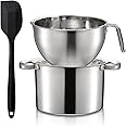 ZENFUN Double Boiler Pot Set with Silicone Spatula, 2000ML/1.8QT Chocolate Melting Pot with 2800ML/2.54QT Stainless Steel Pot, Candy Melting Pot, Chocolate Melter for Butter, Caramel, Cheese, Wax,
