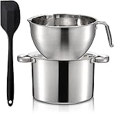 ZENFUN Double Boiler Pot Set with Silicone Spatula, 2000ml/1.8QT Chocolate Melting Pot with 2800ml/2.54QT Stainless Steel Pot
