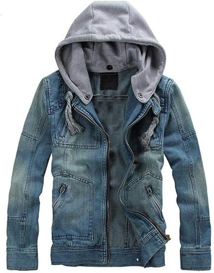mens jean jacket with hoodie