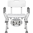 KingPavonini Shower Chair for Inside Shower with Arms and Back, FSA/HSA Eligible 400LBS Heavy Duty Shower Seat for Bathtub, Reinforced Guard, Height Adjustable Bath Seat for Elderly, Adults & Disabled