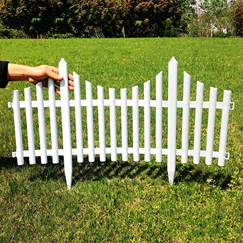 Jroyseter 12Pcs White Plastic Garden Fencing Set with Splicable