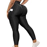 SEASUM Women High Waisted Workout Yoga Pants Butt Lifting Scrunch Booty Leggings Tummy Control Anti Cellulite Textured Tights