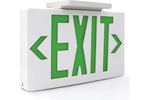 AKT LIGHTING Red LED Exit Sign Emergency Light with Battery Backup, Double Face Hardwired Red Letter Emergency Exit Lighting For Business, Restaurant, Commercial, Supermarket, UL-Listed, 120-277V, 1PCS (Green 1 Pack)