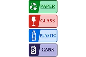 LUHIMO 4PCS Recycle Stickers for Trash Bins，Self-Adhesive Waterproof and Fade Resistant Trash Recycle Stickers, Recycling Labels for Trash Can for Home, Office, Apartment, Hotel, School and Public Area