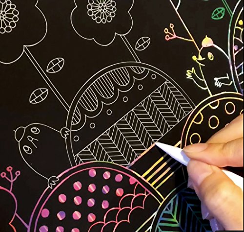 Healing scratch art for adults Healing forest animals (Japan import) 6sheets, scratch pen set