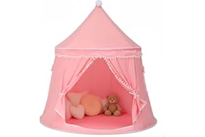 LITTLE DOVE Kids Play Tent, Large Princess Tent, Kids Castle Play Tents with Carry Bag, Indoor Outdoor Game Playhouse, Portable Children Yurt Tents, Birthday Gift for Girls, 47''x45'', Pink