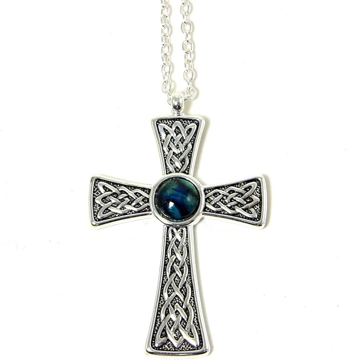Heathergems Celtic Cross Necklace Silver Plated Made in
