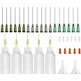 Knixxo 5 Pack Applicator Bottle with Blunt Needle Tip - 30ml Squeezable Dropper Bottles, Storage Caps, 14ga 16ga 18ga Needle 