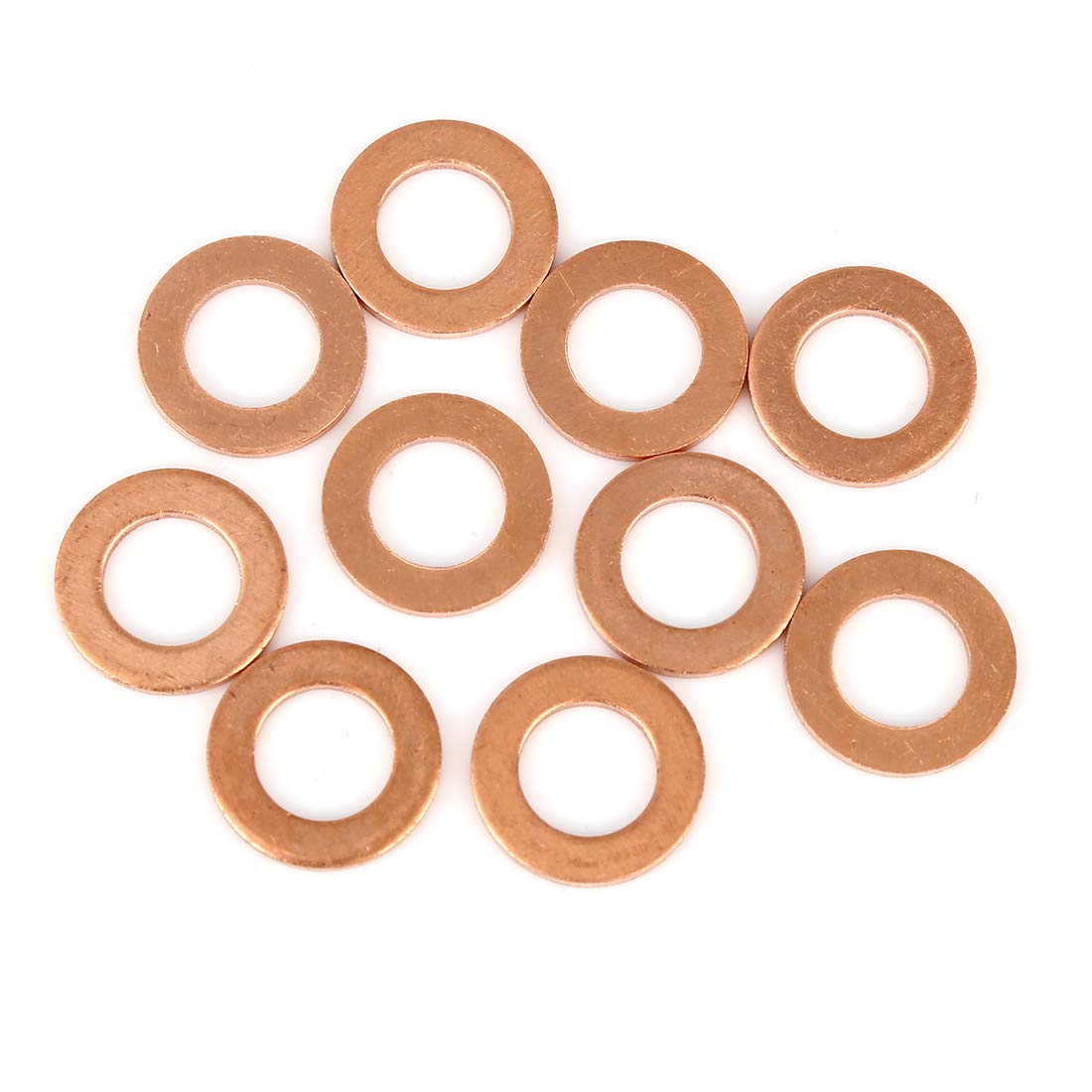 X AUTOHAUX 10pcs Copper Washer Flat Sealing Gasket Ring for Car 10 x 18 x 1.5mm