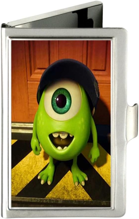 Monsters University Mike Wazowski Custom Unique Business Name Card Wallet Holder Stainless Steel Case with gift box