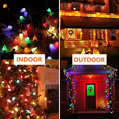 Extendable C9 Christmas Lights 50 Led 49ft Waterproof Green Wire String Lights Indoor Outdoor Fairy Lights For Christmas Tree Patio Wedding Christmas Party Decoration Multicolor Pricepulse