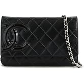 CHANEL Women's Pre-Loved Chain Wallet, Lambskin Leather, Black, One size