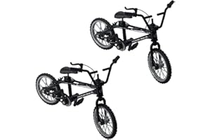 CALSGKSPRAY 2Pcs Black 1/18 Diecast Bike Action Figure Toy,Mini Finger Mountain Bike Bicycle Art Crafts Desktop Decor Finger Bikes