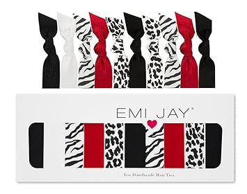 Emi Jay Animal Print Hair Ties Black And White Pack Of 10