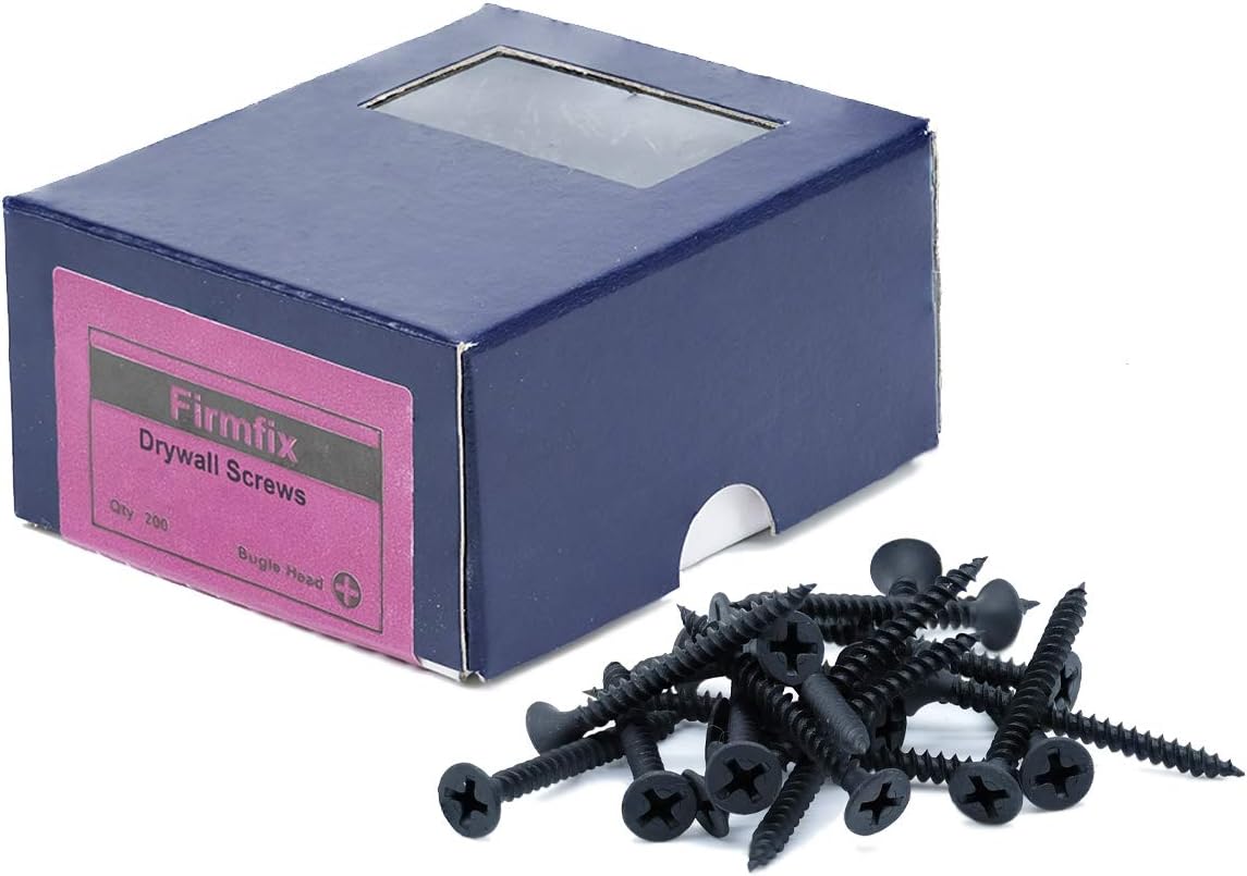 SEQUAL® 200 Pack Firmfix Fine Thread Drywall Screws CE Marked Phillips Bugle Head. Corrosion-Resistant. Black Phosphate Finish. Sharp Piercing Point. (3.5 x 32mm)