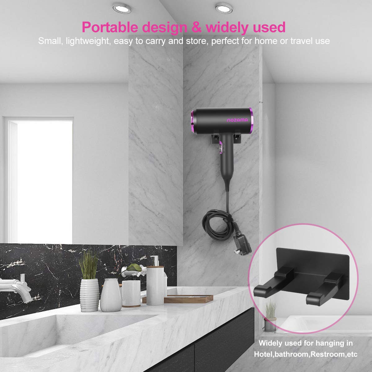 Ionic Hair Dryer, Nozama 1800W Professional Hair Blow Dryers with 3 Heat Settings, 2 Speed, 3 Cool Settings,2 Concentrator Nozzles, Fast Drying Blow Dryer for Home, Travel, Salon and Hotel: Beauty