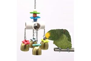 Keersi Bird Bells Toy with Sweet Sound for Pet Parrot Parakeet Cockatiel Conure Macaw Eclectus African Grey Cockatoo Amazon Lovebird Budgie Finch Canary Cage (A)