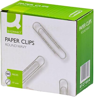 Q-Connect 77mm Round Wavy Paperclip Pack of 100