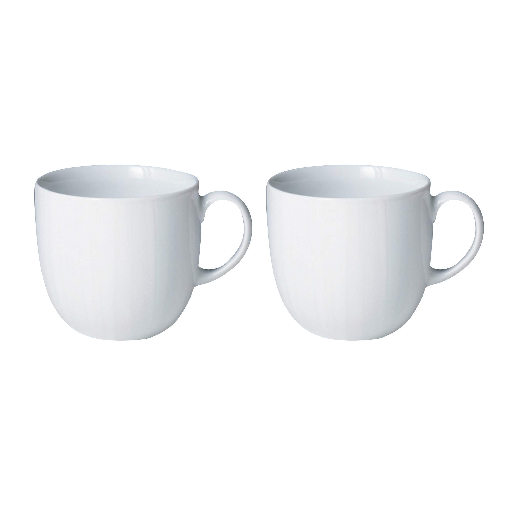 Denby White Porcelain Coffee Mug Set of 2 - 350ml Classic Simple Tea Mug Set For Home & Office - Dishwasher Safe, Microwave Safe - Chip Resistant
