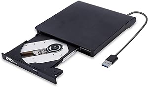 External CD/DVD Drive, USB 3.0 CD Player DVD Drive ROM +/-RW Optical Reader Writer Burner for Windows 10/8/7, Linux, Mac Laptop Desktop PC, MacBook Pro/ Air, iMac, Surface Pro (Black)