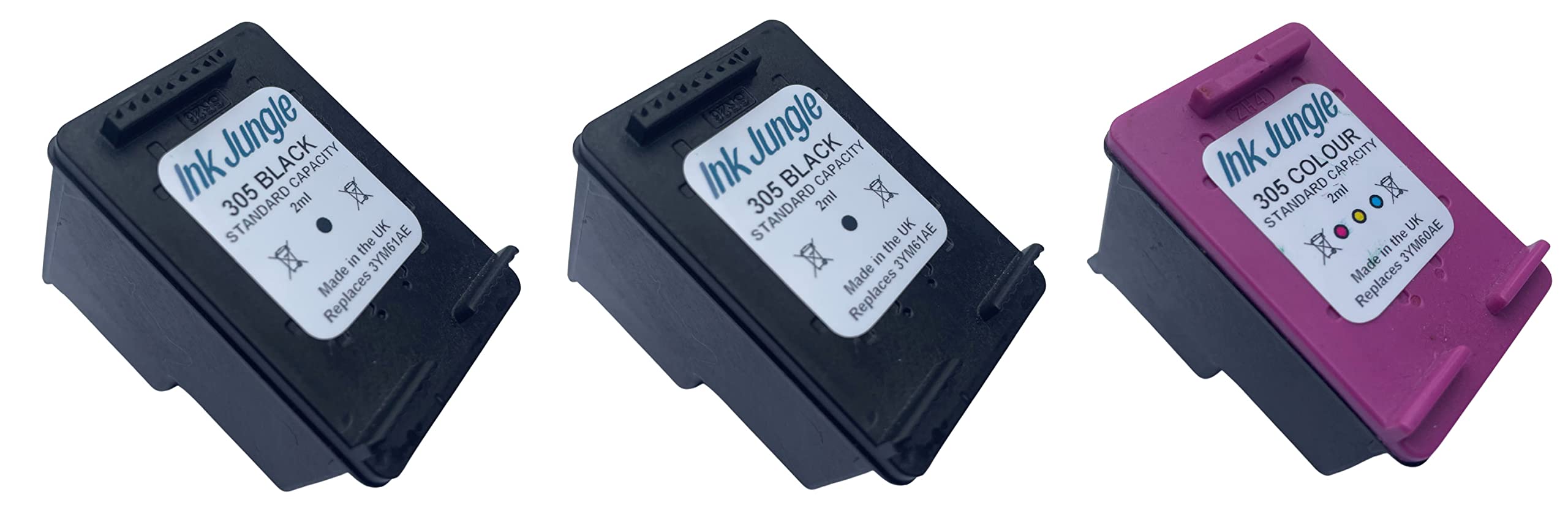 2x Ink Jungle 305 Black & 1x Colour Ink Cartridge Combo Pack For HP DeskJet 2320 2710 2710e 2720 2720e 2721 2721e 2722 2722e 2723 2724 4110e 4120e 4122e 4130e Printers Replaces HP 305