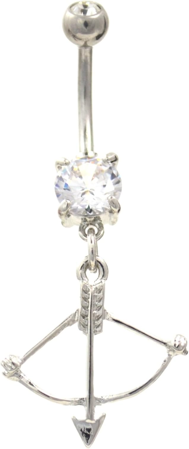 Bow & Arrow Dangle Stainless Steel Belly Button Ring Navel Jewelry