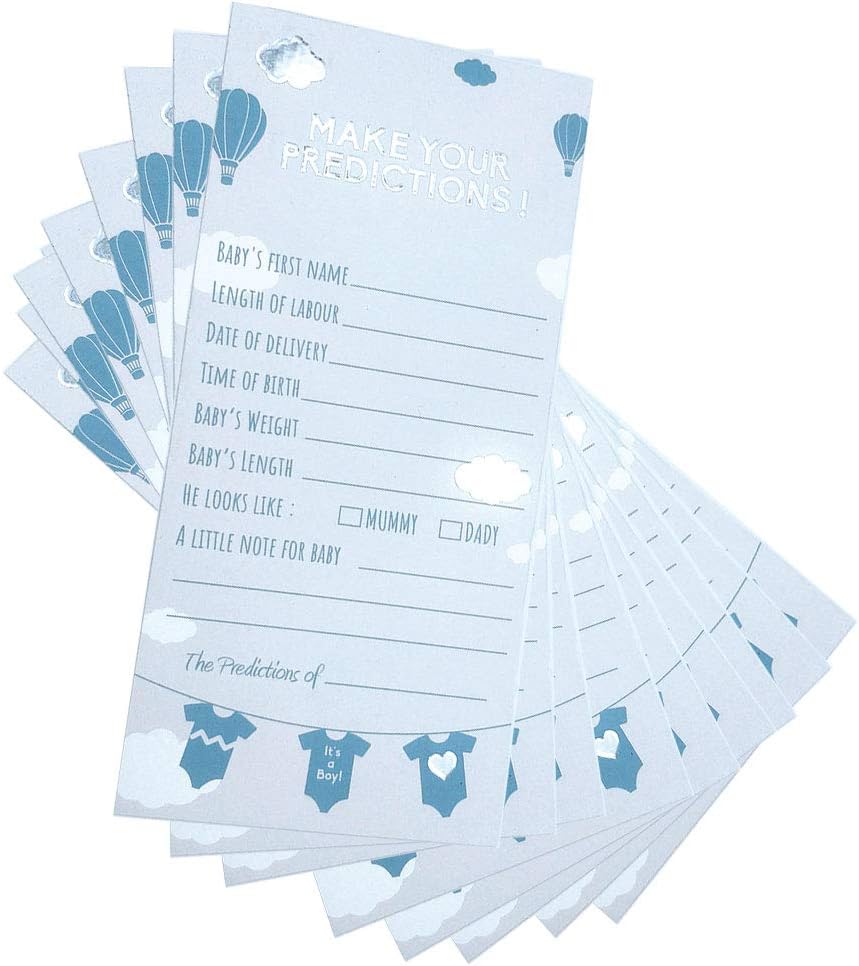 OLILLY 20 Prediction Cards for Boy Baby Shower - Play Baby Prediction between Friends (Boy, 20 Cards)