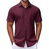 COOFANDY Mens Dress Shirts Button Down Short Sleeve Shirt Summer Shirts Business Casual Wedding Shirt