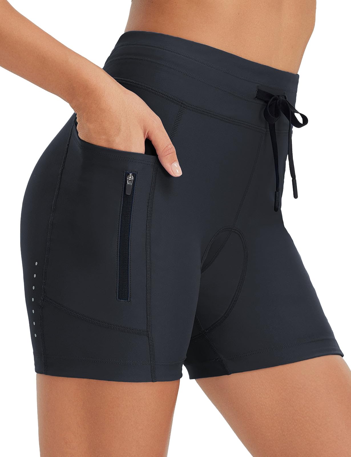 Photo 1 of baleaf Women's 4D Padded Bike Shorts High Waisted Cycling Underwear Zipper Pockets for Bicycle Biking Cycle Black L