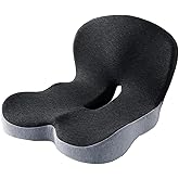 Mogdeker Seat Cushion Memory Foam Pads Seat Cushion for Truck Driver,Office Chair Cushion Home Chair Ergonomic Back Support Memory Foam Chair Cushion for Long Sitting Office Worker (Dark Grey)
