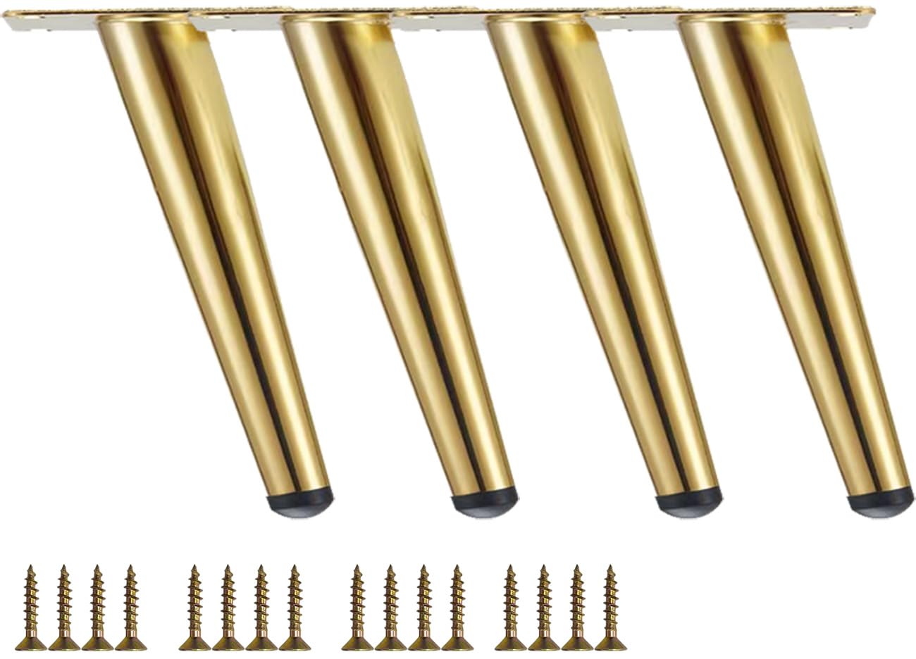 TempFoo Metal Furniture Legs 6 Inch, Gold Oblique Conical Furniture Feet for Sofa Cabinet Coffee Table Chair Desk Cupboard Couch Bed Home DIY Projects Modern Minimalist Style