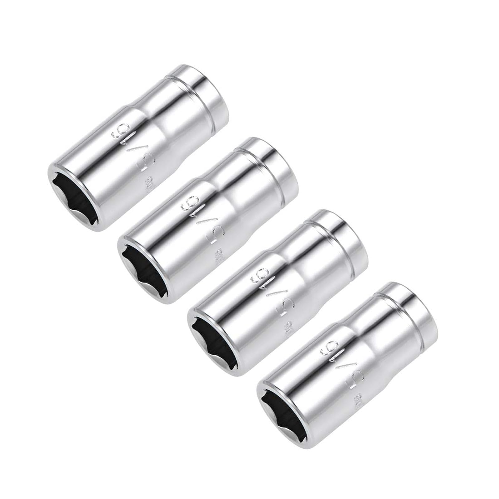 TA-VIGOR 4 Pcs Shallow Socket, 1/4-inch Drive 5/16-inch Professional Shallow Single Hex Socket Set, 6-Point for DIY Hand-Making, Household Maintenance