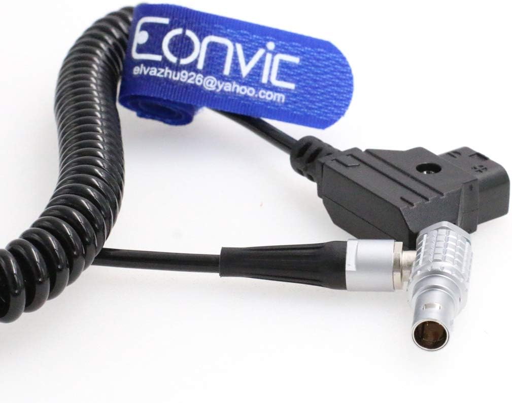 Eonvic D-TAP to 2 Pin Male Right Angle Power Adapter Coiled Cable for Teradek Bond Camera - Image 3