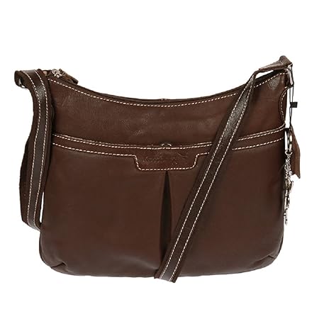 Modell Prity: Leder Umhängetasche Büffelleder Tasche Henkeltasche Kossberg (Dunkelbraun)