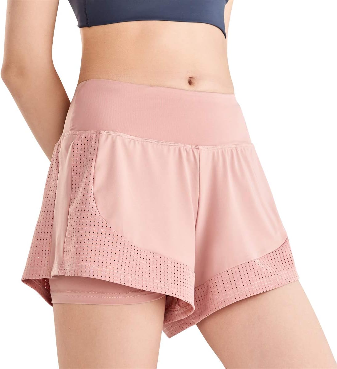 AitosuLa Womens 2 in 1 Running Sports Shorts Double Layer Breathable Quick Dry Yoga Gym Workout Training Jogging Pants Athletic Shorts