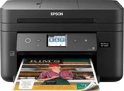 Epson Workforce WF-2860 All-in-One Wireless Color Inkjet Printer, Black - Print Scan Copy Fax - Ethernet NFC Auto 2-Sided Borderless Printing, 14 ppm, 4800 x 1200 dpi, 30-Sheet ADF, Voice Activated