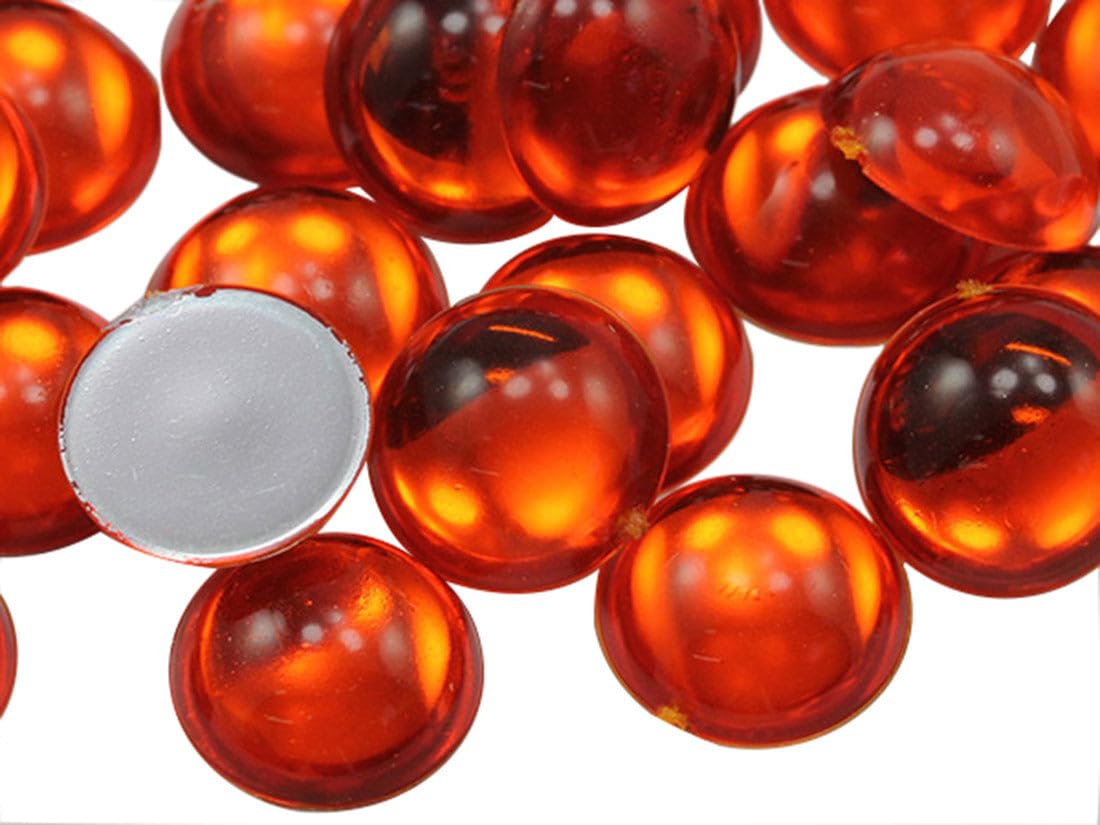 9mm Orange Hyacinth .HC Flat Back Acrylic Round Cabochons Plastic Pearl Gems for Jewelry Making Costume Making Cosplay Jewels Embelishments - 75 Pieces — image 1
