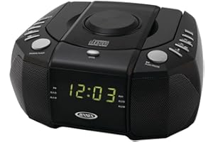 Jensen JCR-310 AM/FM Stereo Dual Alarm Clock Radio with Top Loading CD Player, Digital Tuner and Aux Input, Black