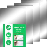 ARSMOGEN 4 Pieces Flexible Cut to Size Mirror Sheet 6" x 9", Self Adhesive Non Glass Mirror Stickers PETG Plastic Mirror